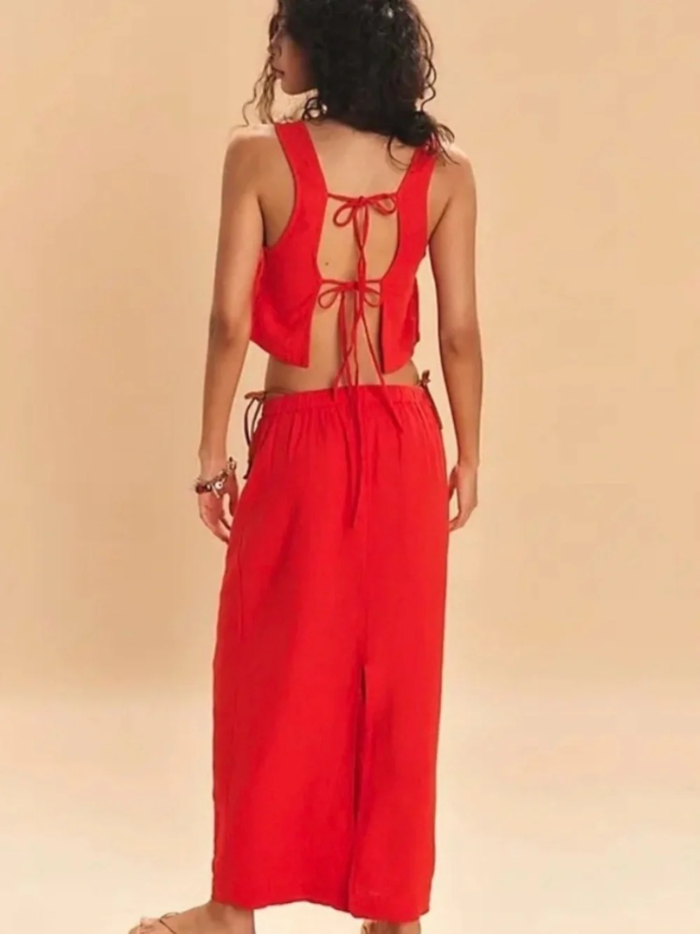 Free People Vibrant Red Maxi Skirt